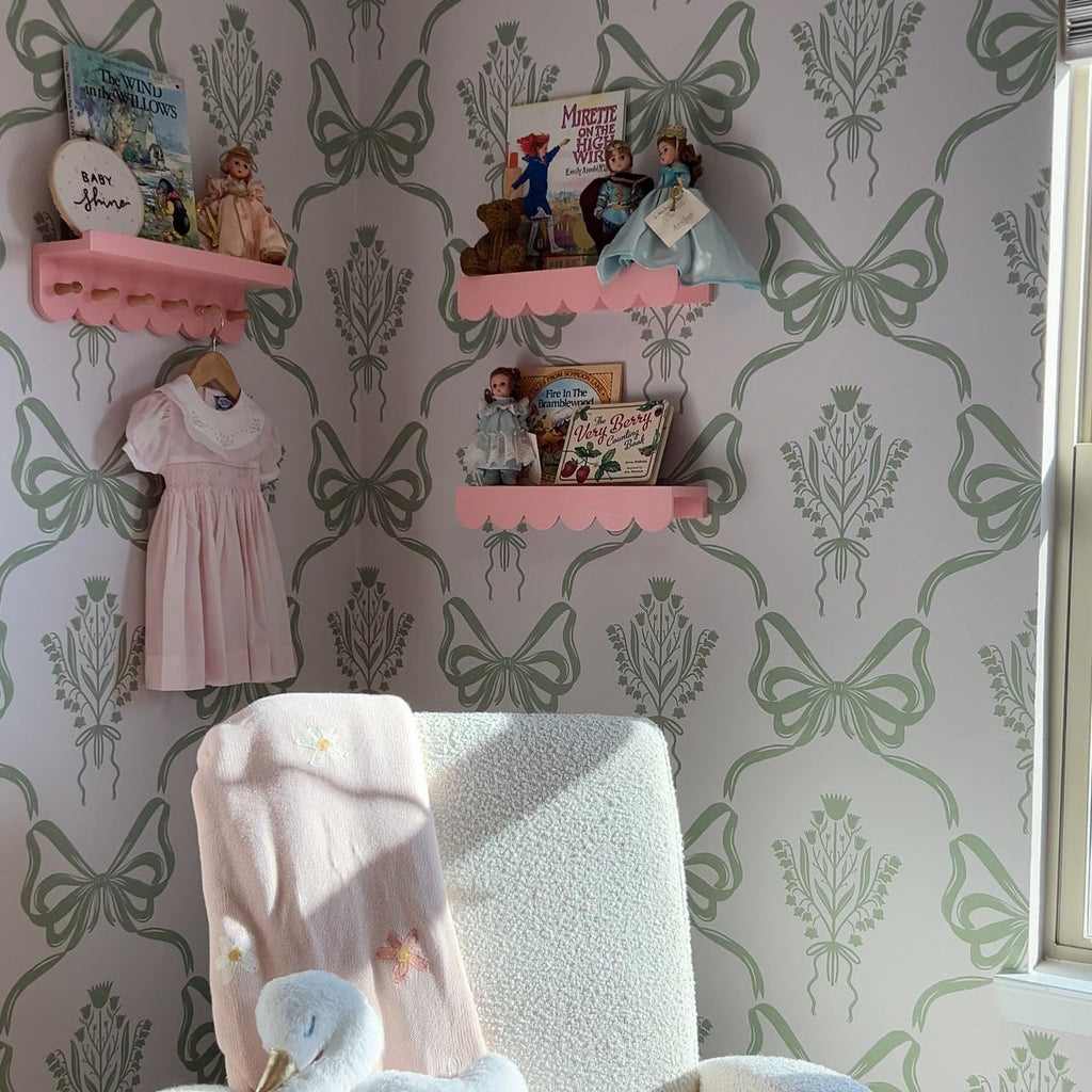 Lacey pattern removable wallpaper by The Beau Studio on a wall