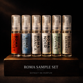 Collection of eight 2mL perfume sample vials from the Roma collection