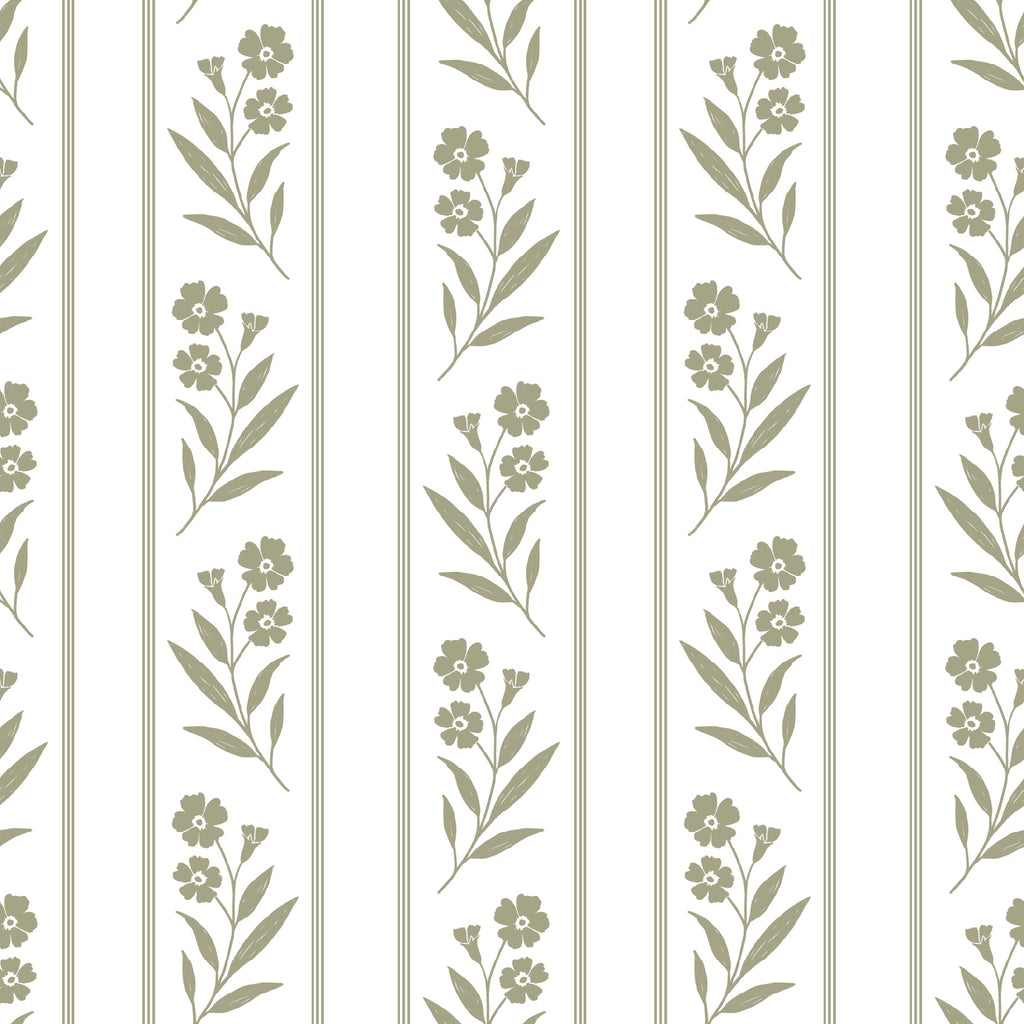 Rory Wallpaper: Soft Blush Pink & Dusty Rose Floral Stripe Motif