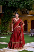 Orange Rangoli Crush Lehenga Choli with Sequins and Embroidery