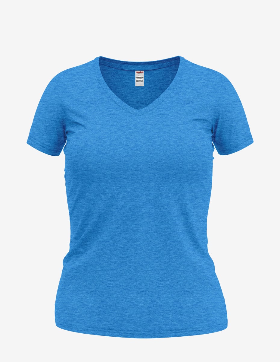Women's Dark Grey V-Neck Short Sleeve Basic Everyday Tee - Image 18
