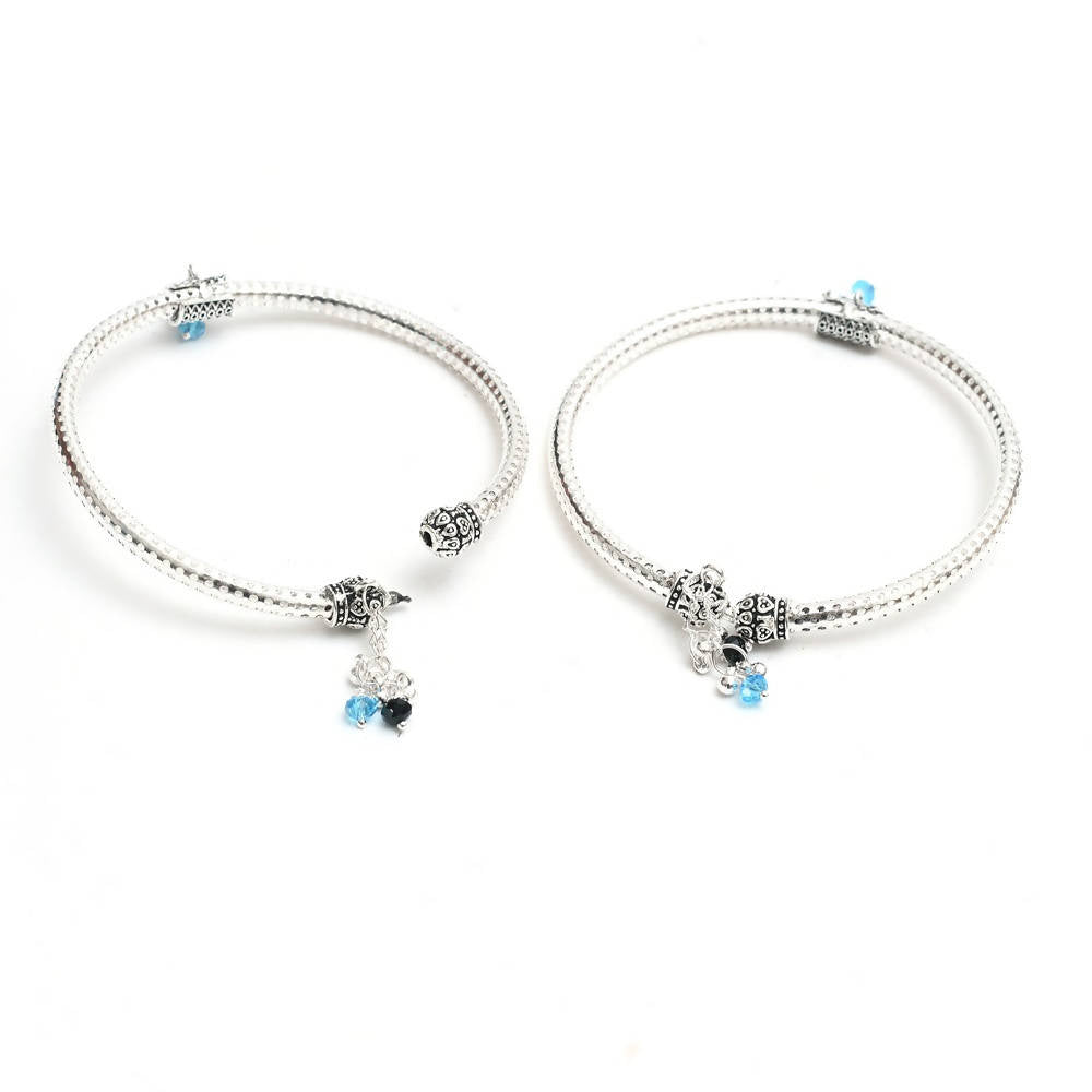 Oxidised silver Kadiyam style traditional anklets for women