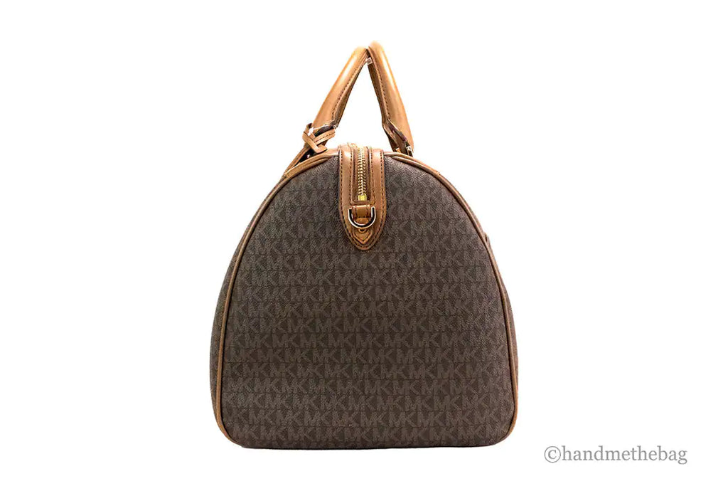 Copy of Michael Kors Travel Extra Large Brown PVC Top Zip Duffle Weekender Luggage Bag