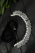Oxidised silver-plated floral design choker necklace set