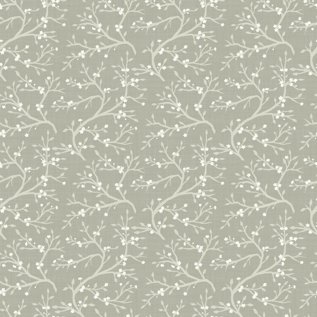 Russ Floral Wallpaper in Sage Green and Off-White Botanical Print