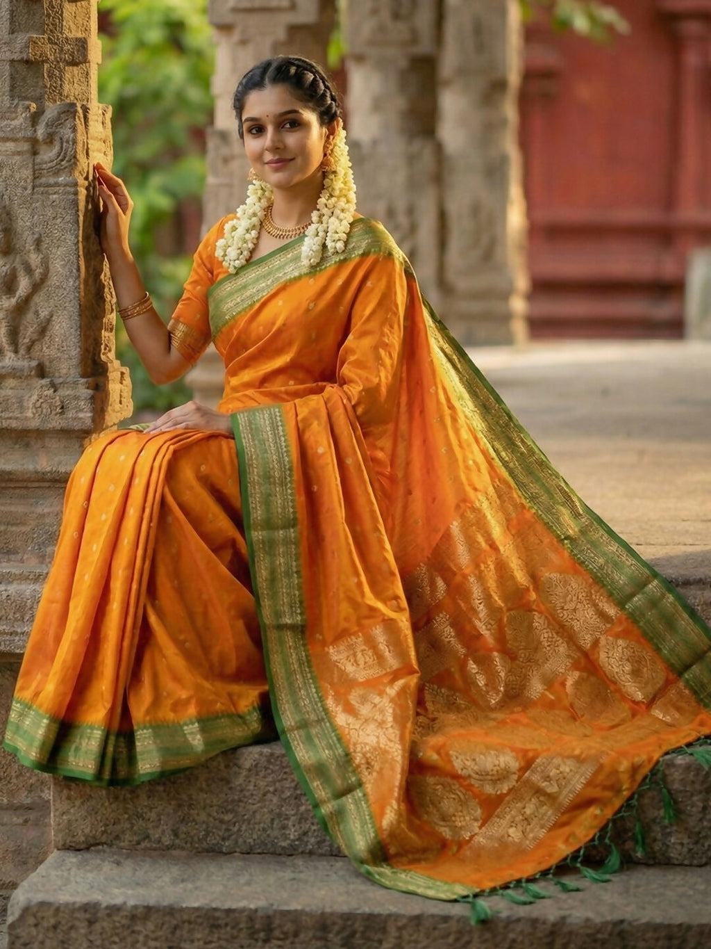 Mustard Soft Silk Saree with Matching Blouse Piece