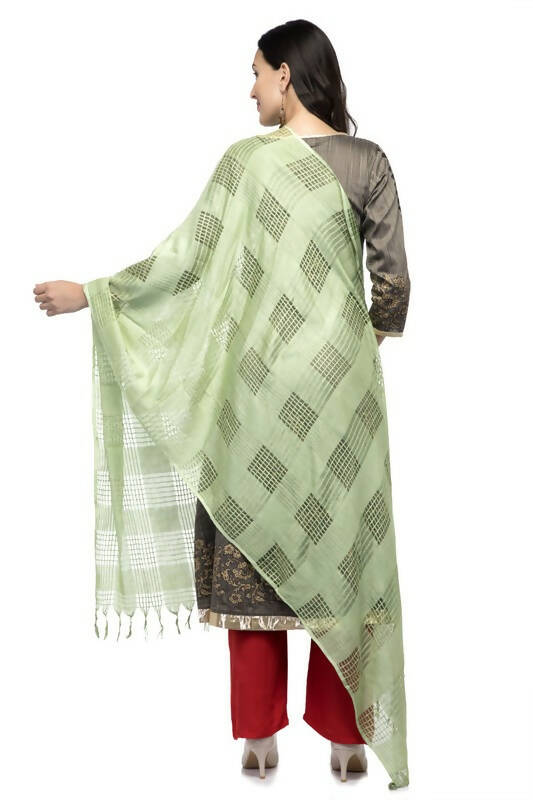 Pista Green Cotton Window Design Dupatta for Casual Ethnic Wear
