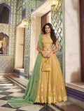 Yellow NC Moss Silk lehenga choli with sequin embroidery and matching dupatta
