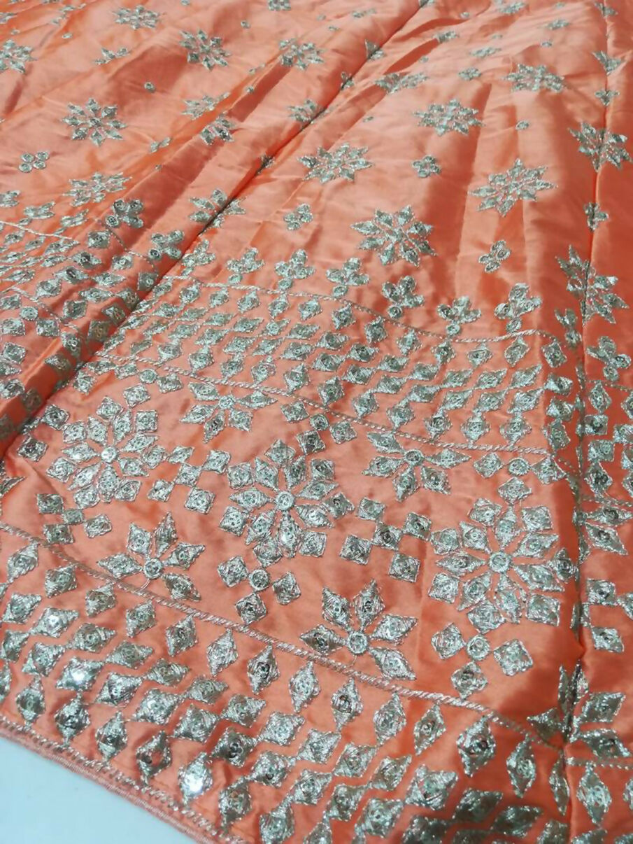 Orange Devsena Silk Embroidered Lehenga Choli with Sequins