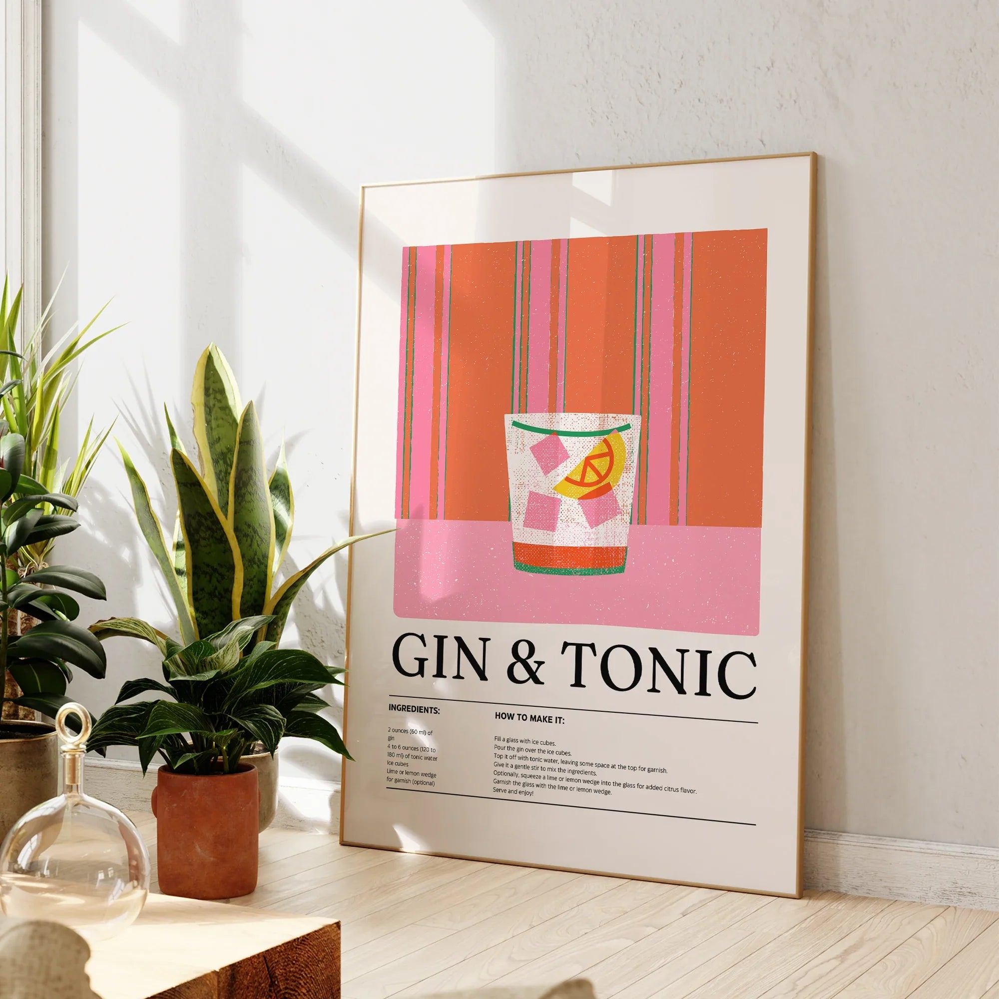 Modern Minimalist Gin & Tonic Cocktail Gifts For Wall Art Prints Canvas Painting Poster Picture For Living Room Home Decor