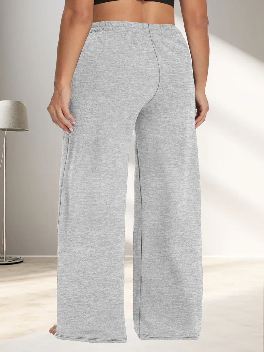 Wide Leg Lounge Trousers with Drawstring Waist and Pockets - Image 32