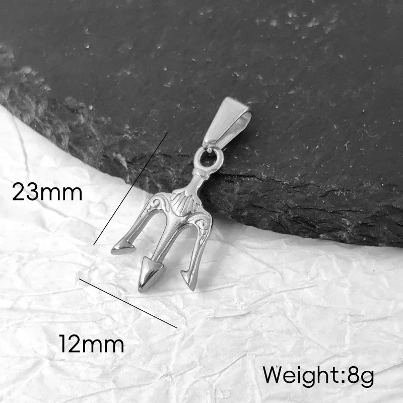 Mythology Medusa Poseidon Trident Charm Stainless Steel Ancient Greek Amulet Neptune Pendant Men 18k Gold Trident Pendant