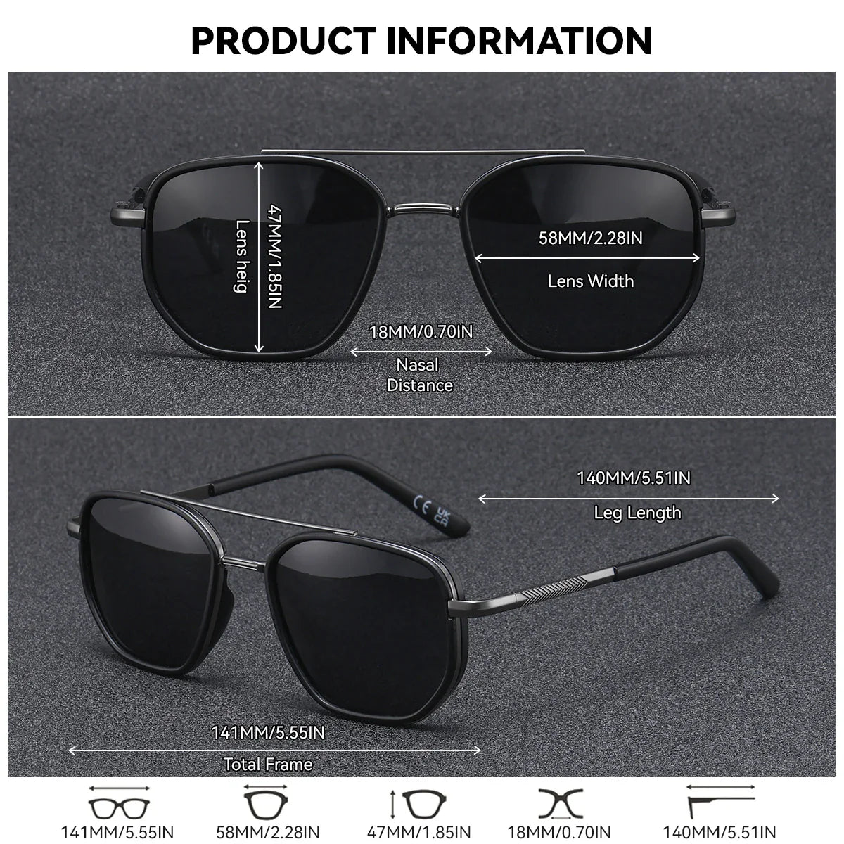 Polygon Polarized Sunglasses with UV400 Protection