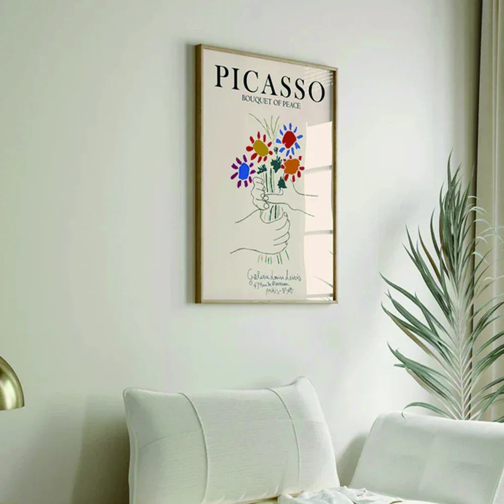 Modern Picasso Bouquet Of Peace Art Vintage Wall Art Prints Canvas Painting Poster Picture For Living Room Bedroom Home Decor