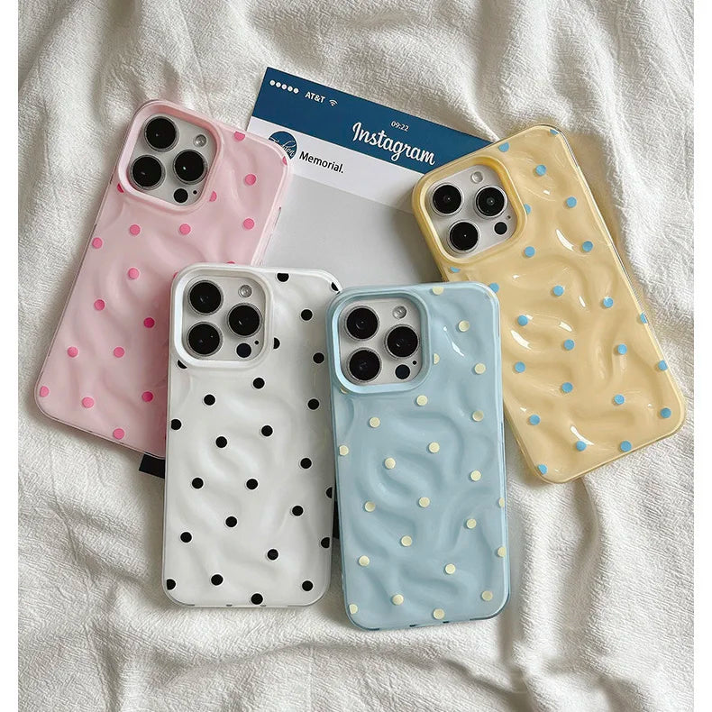 Polka Dot Phone Case – Soft Silicone Shockproof for iPhone 13-16 Series