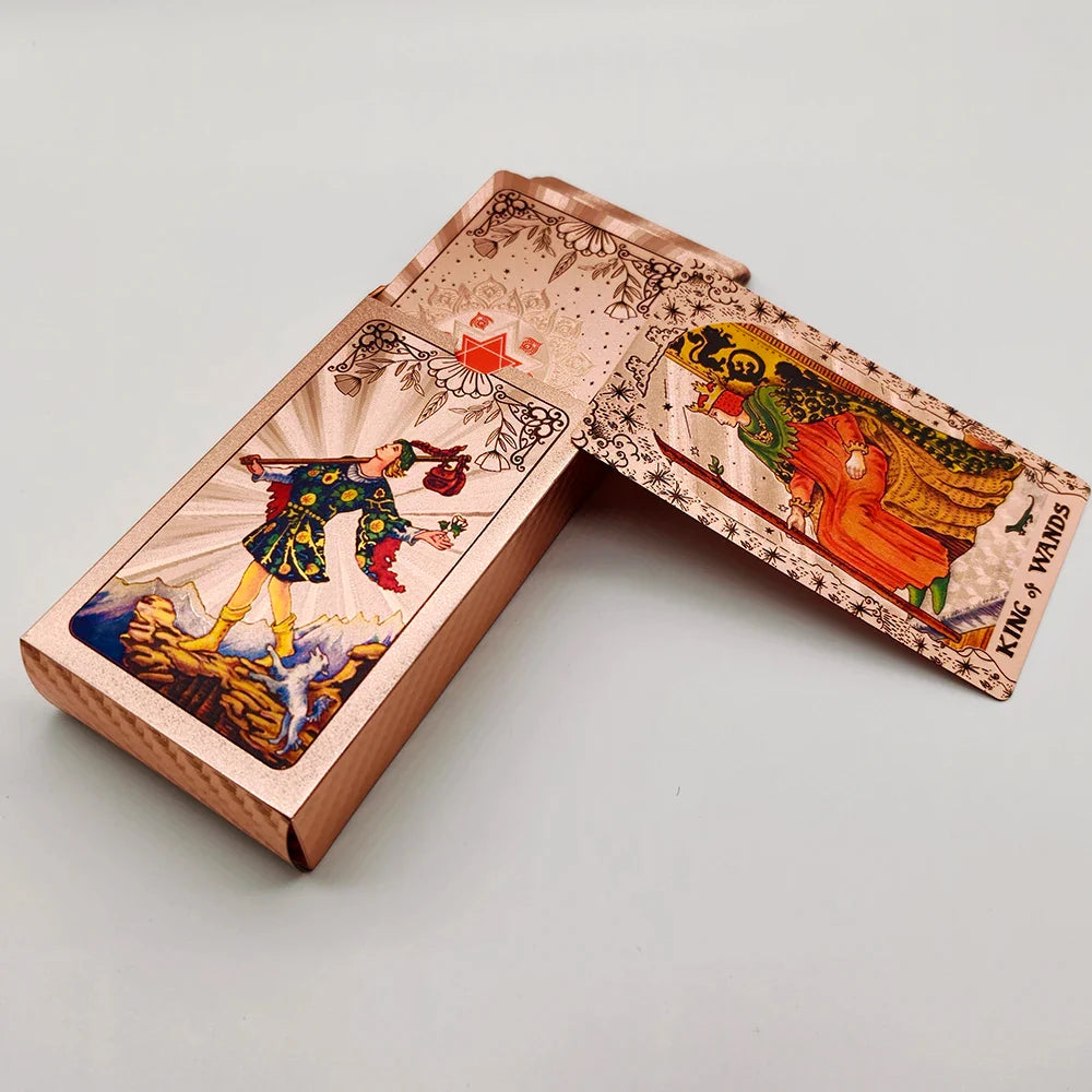 Creative Gold PET Tarot Cards Gorgeous Divinative Board Games Waterproof Astrological Oracle Deck With Guidebook