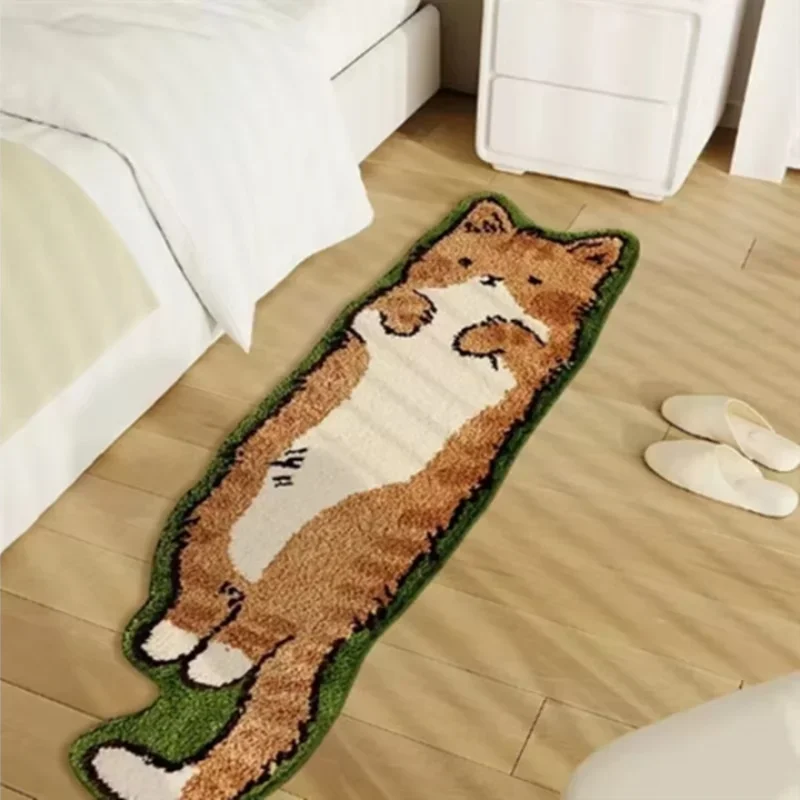 VIKAMA Cartoon Cat Rug - Warm Fuzzy Floor Mat for Living Room, Bedroom, Bedside, Children's Room - Comfortable Home Decor