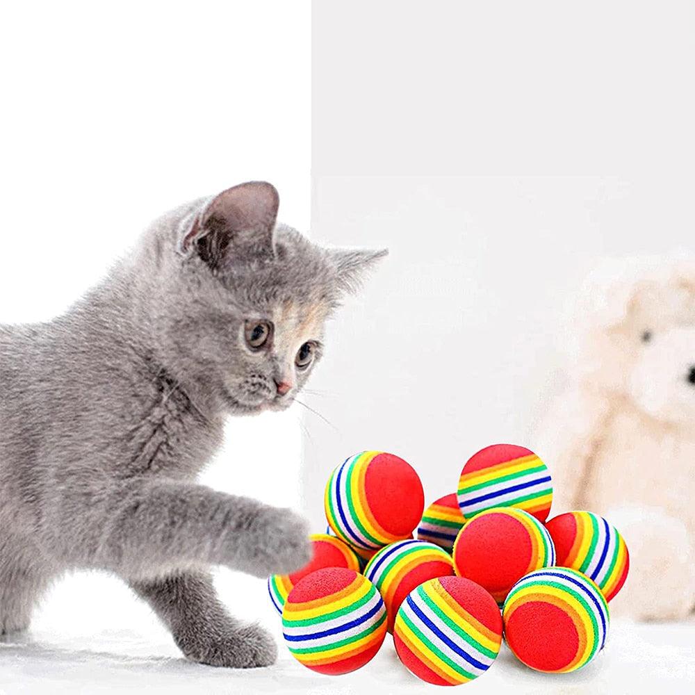 Interactive Rainbow Cat Toy Ball – Playful Kitten Teaser Toy