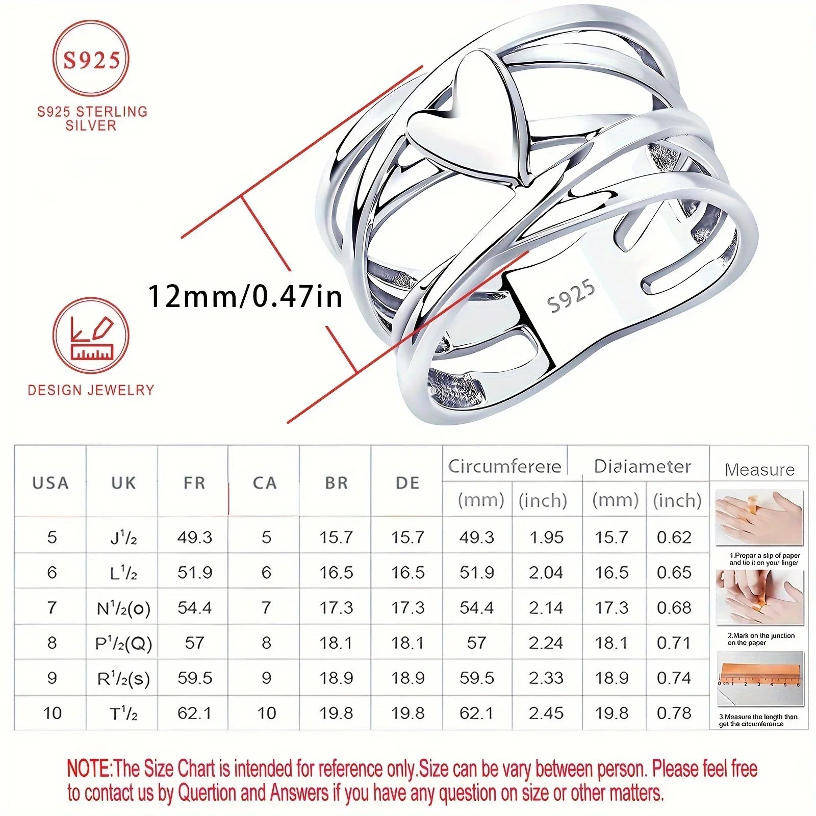 Chic French Style 925 Sterling Silver Heart-Shaped Ring Unique Design Women's Fashion Jewelry Perfect for Everyday Accessories