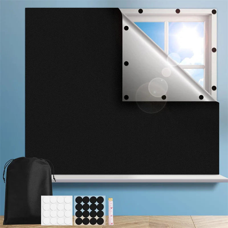 Removable Blackout Window Cloth, 100% Light Blocking Privacy Curtain