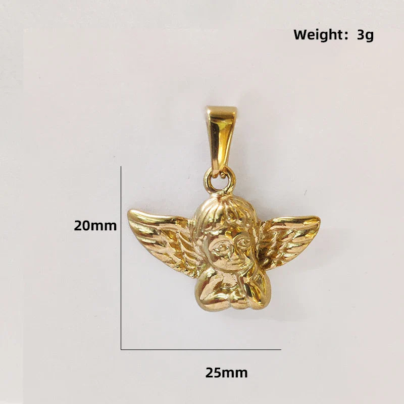 Stainless Steel Angel Pendant Premium Quality Tarnish Free Fashionable Necklace Charm For Women Men