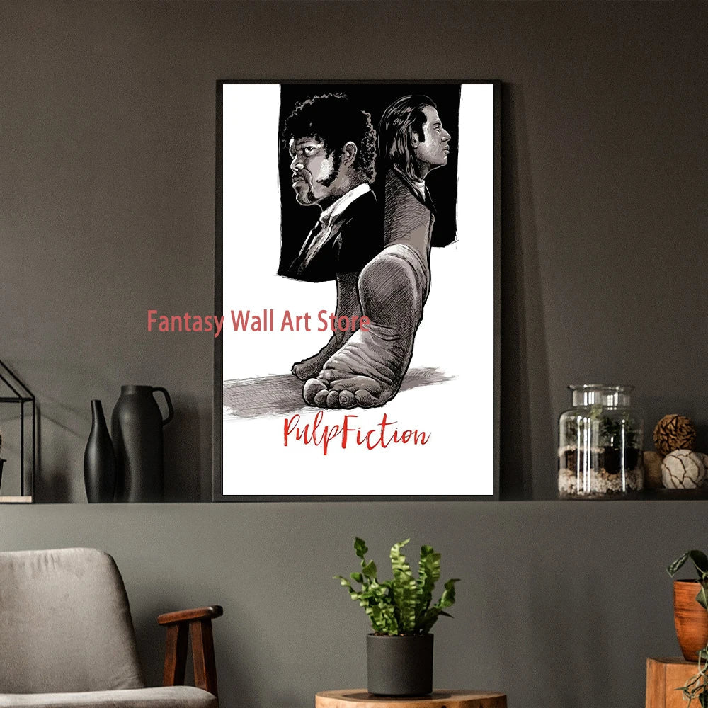 New Pulp Fiction Poster Classic Humor Movie Wall Decor Pulp Fiction Film Fans Wall Art Decor Bar Home Canvas Poster Prints Decor