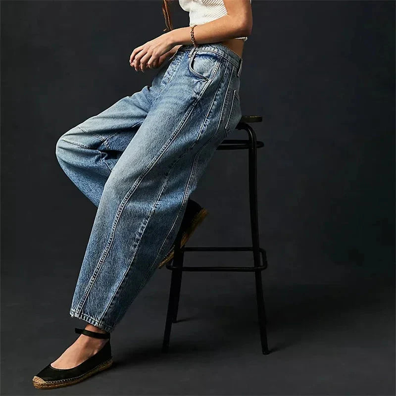Women’s Mid Rise Wide Leg Baggy Jeans Relaxed Fit Denim - Image 5