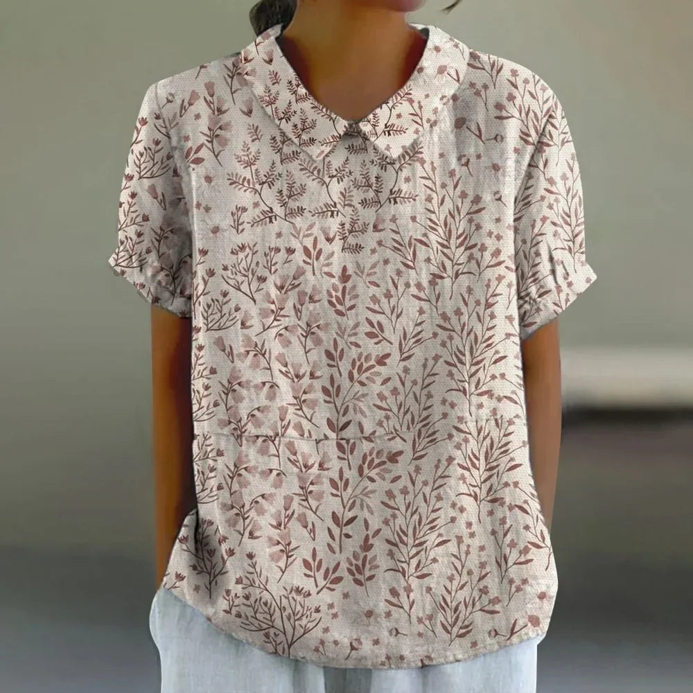 Floral Puff Sleeve Peter Pan Collar Blouse for Women - Image 5