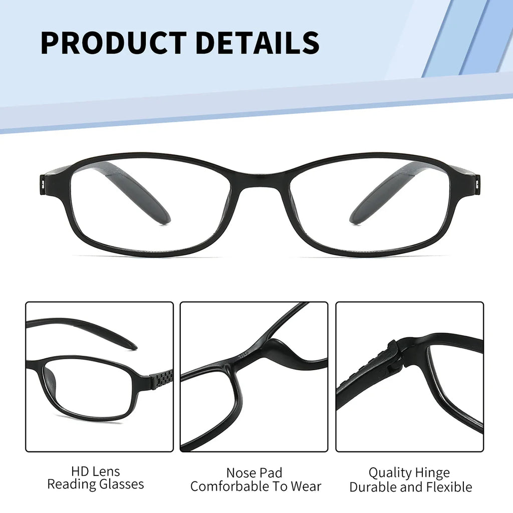 Classic Reading Glasses with High-Quality Hinged Frames