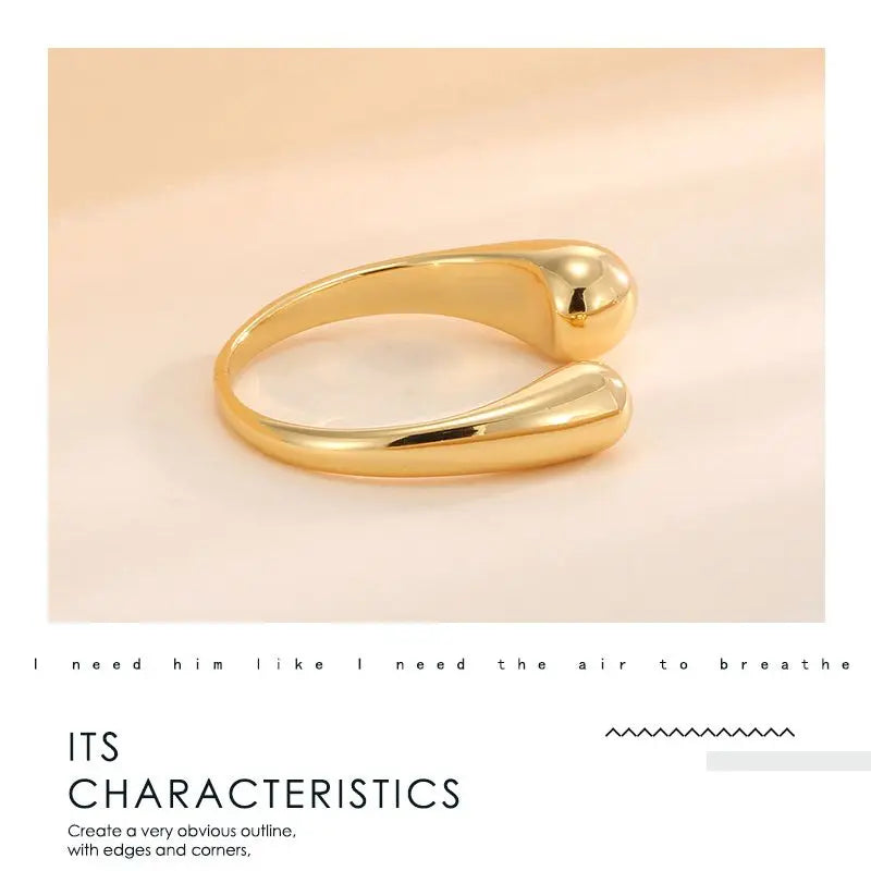 925 Sterling Silve Smooth Double Ball Beads Rings For Woman Adjustable Gold Color Geometric Wedding Couple Rings Fine Jewelry