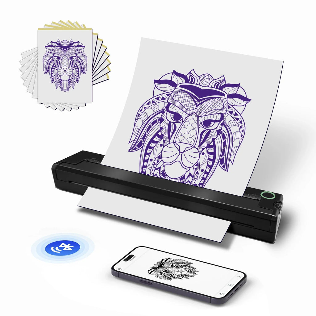 Portable A4 Thermal Printer – Wireless Tattoo Stencil & Document Printer
