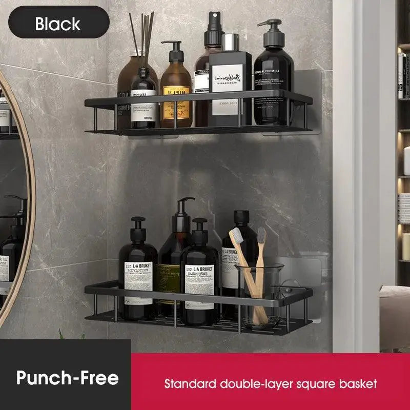 Easy Mount Bath Organizer: No-Drill Wall-Mounted Shelves