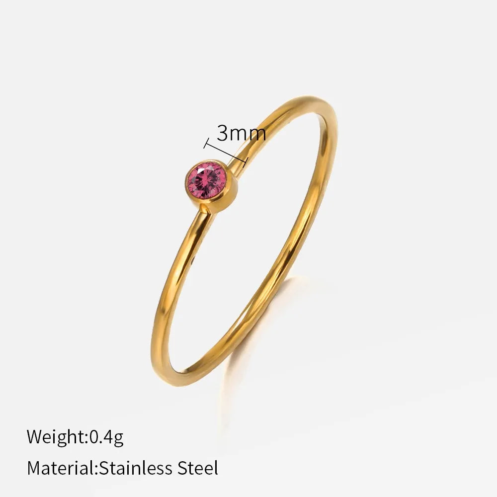 14k Gold Plated Stainless Steel Birthstone Ring