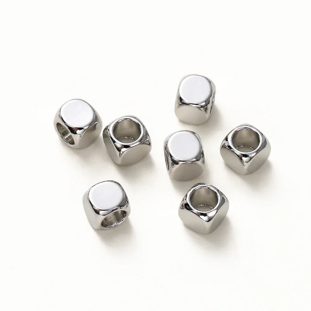 50pcs/lot 14K 18K Gold Brass Cube Square Spacer Beads Loose Charm Bead for DIY Bracelets Necklace Jewelry Making Accessories
