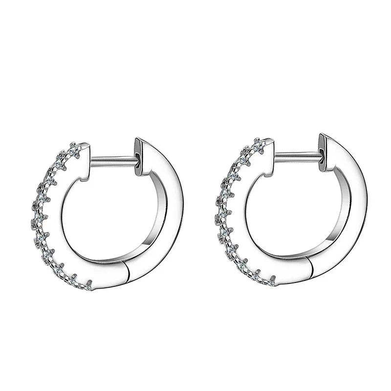 NeeTim Full Moisanite Earrings D Color Moisanite Lab Diamond 925 Sterling Silver Hoops Earrings Sparking Wedding Fine Jewelry