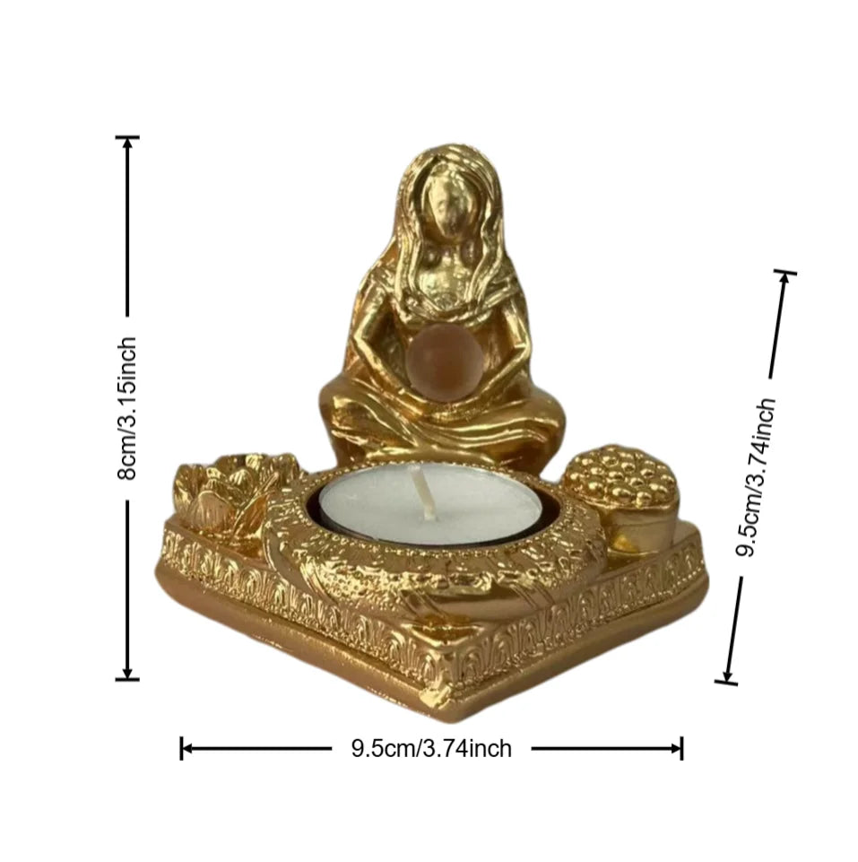 Zen Moon Goddess Candle and Incense Holder Resin Statue Ornament - Image 5