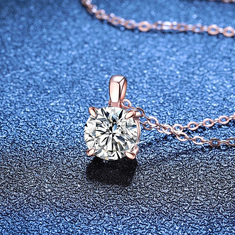 NeeTim 2ct 3ct Moissanite Necklace for Women Sterling Silver 925 with Yellow Rose White Gold Plated Lab Diamond Pendant Necklace