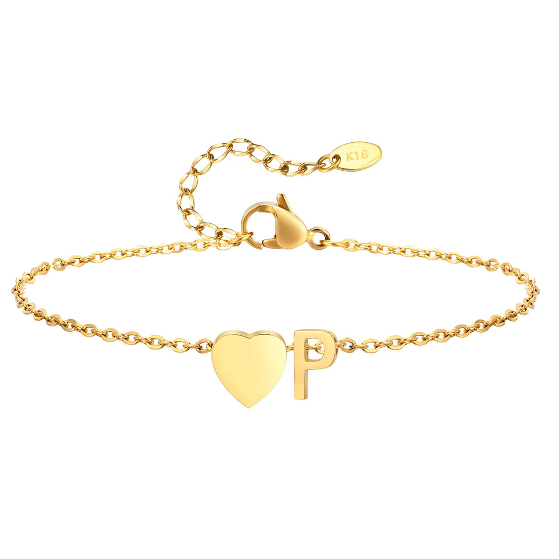 Women Heart Initial Stainless Steel Personalized Anklet Bracelets