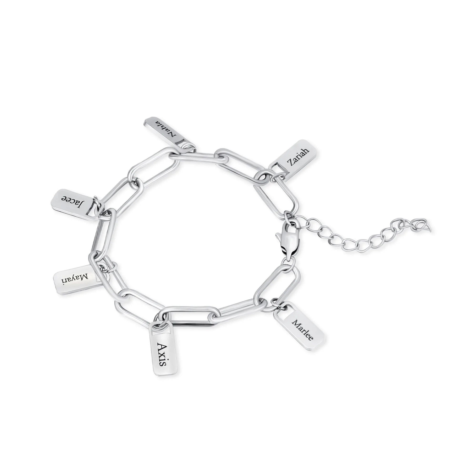 MaiLun Personalized Names Women Bracelet Stainless steel Rectangle Charms Bracelet Jewelry Gift for Mom Mother's Day Gift