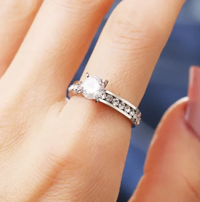 Fashion Trendy Sliver Color Zircon Rings For Women Finger Ring Jewelry Party Custom Jewelry
