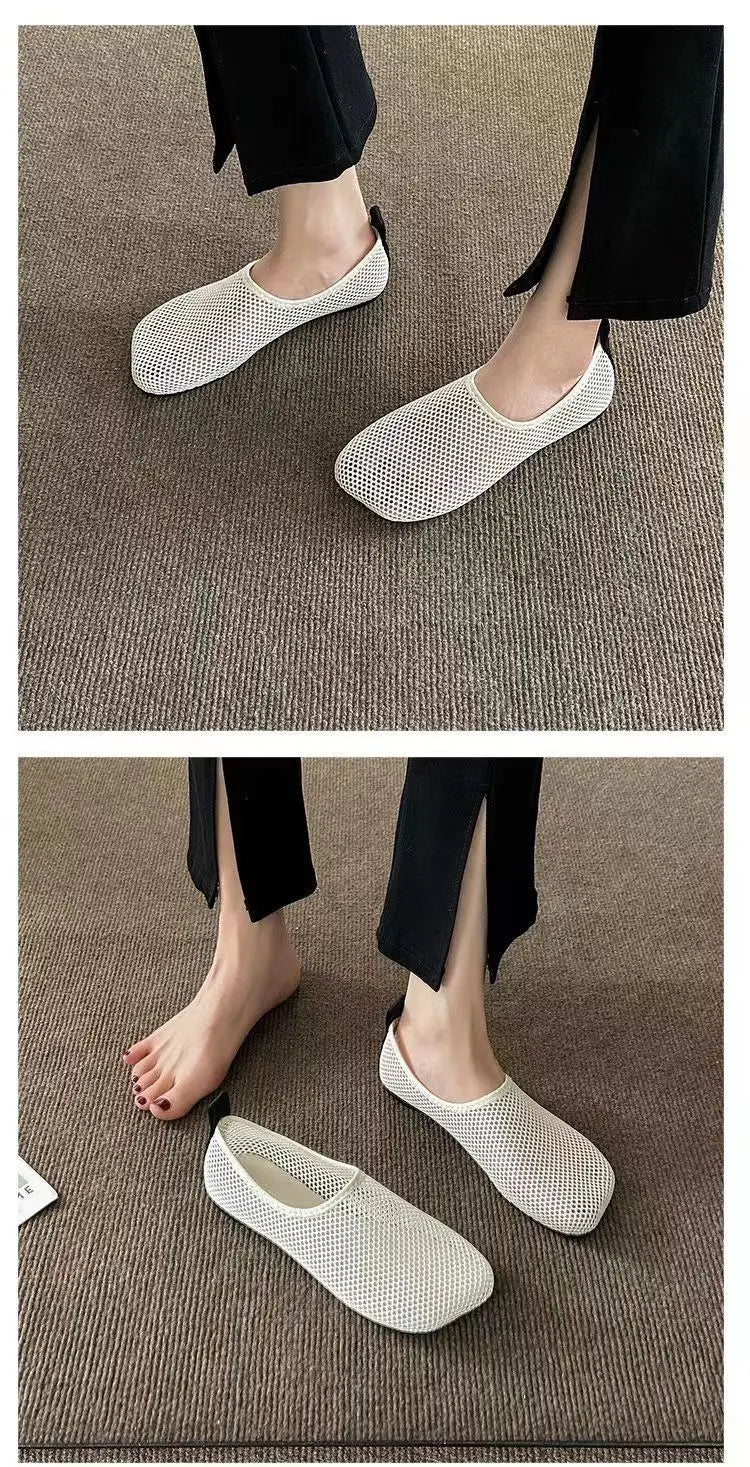 Women's Casual Mesh Slip-On Sandals in Black and White - Image 5