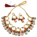Stunning handmade gold-plated Kundan jewellery set with stone accents