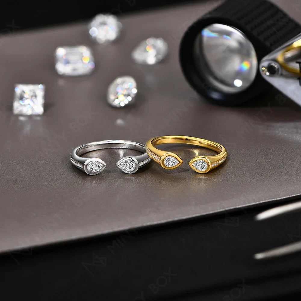 MINTYBOX Pear Shape Lab Grown Diamond Ring 0.5CT S925 Silver Moissanite Rings For Women 18k White Gold Plated Wedding Jewelry