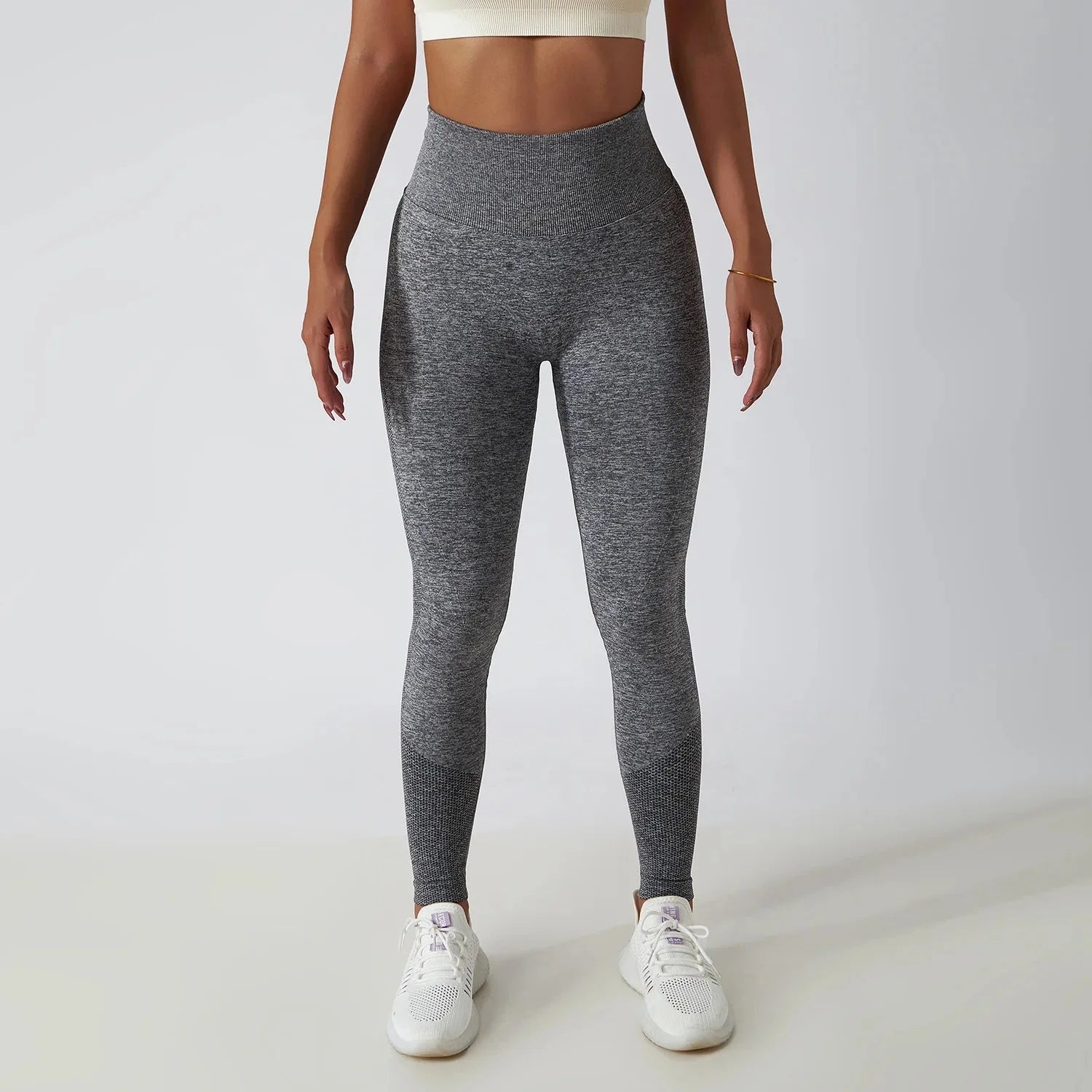 Seamless Ribbed Yoga Leggings with Tummy Control Fit