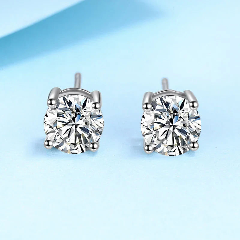 NeeTim 0.1ct-5ct D Moissanite Stud Earrings Lab Diamond 925 Sterling Silver with White Gold Plated Wedding Jewelry for Women Man