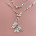 925 Sterling Silver Two Dragonfly Pendant Necklace For Women Snake Chain Necklace Wedding Engagement Jewelry