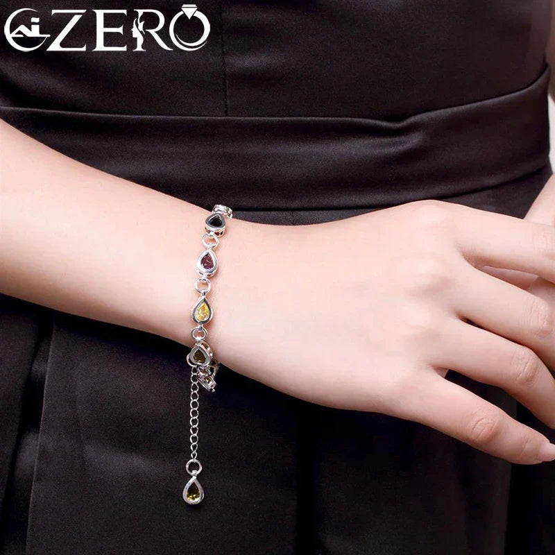 Wholesale 925 Sterling Silver Noble Charm Bracelets Zircon Chain Crystal Jewelry Fashion for Women Wedding Lady Cute