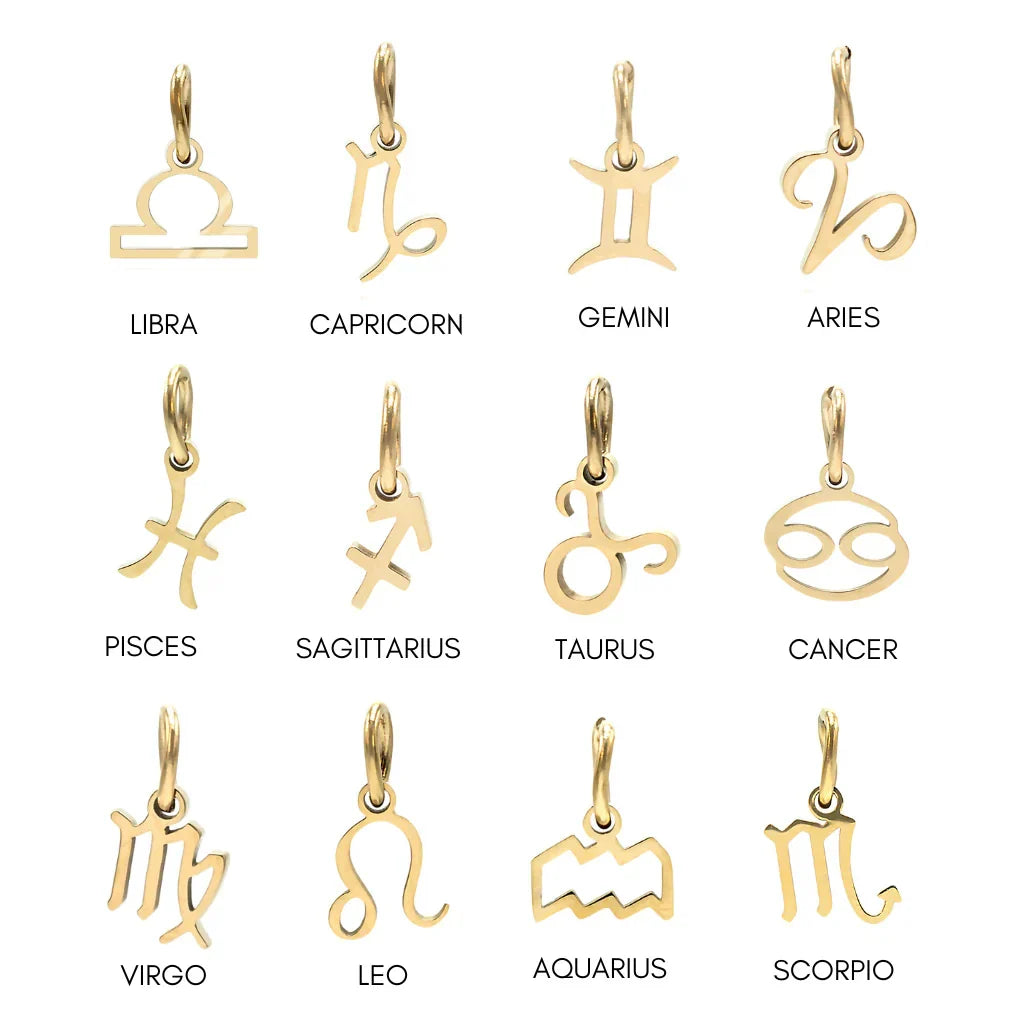 10PCS Stainless Steel Star Zodiac Sign 12 Constellation Pendant Accessories for Necklace Women Man Jewelry Gifts Wholesale