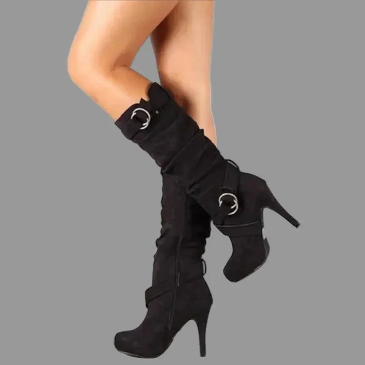 Women's Suede Knee High Platform Boots
