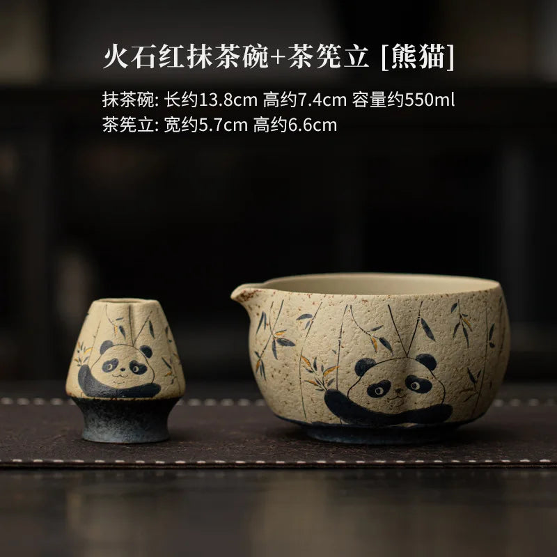2-8PCS Japanese Flint red Matcha Making Set Bamboo Matcha Brush Exquisite Matcha Bowl Box with Whisk Sumptuous Tea Tools Gifts
